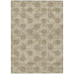 HomeRoots 5' Gold and Taupe Damask Washable Area Rug - Elegant Machine-Woven Design for Indoor and Outdoor Use 8' X 10' 623003