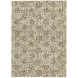 HomeRoots 5' Gold and Taupe Damask Washable Area Rug - Elegant Machine-Woven Design for Indoor and Outdoor Use 8' X 10' 623003