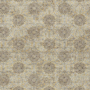 HomeRoots 5' Gold and Taupe Damask Washable Area Rug - Elegant Machine-Woven Design for Indoor and Outdoor Use 9' X 12' 623004