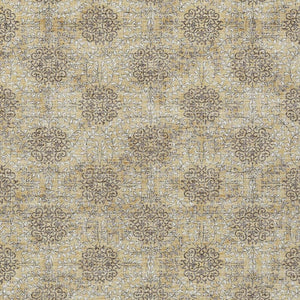 HomeRoots 5' Gold and Taupe Damask Washable Area Rug - Elegant Machine-Woven Design for Indoor and Outdoor Use 10' X 14' 623005