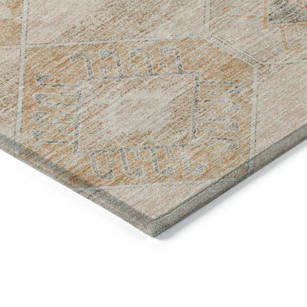 HomeRoots 5' Copper and Gray Aztec Washable Indoor Outdoor Area Rug - Durable, Stylish, and Easy to Clean 8' Round 623020