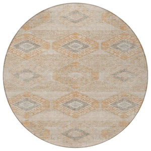 HomeRoots 5' Copper and Gray Aztec Washable Indoor Outdoor Area Rug - Durable, Stylish, and Easy to Clean 8' Round 623020