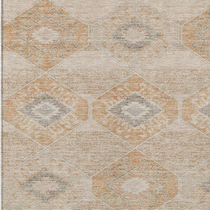 HomeRoots 5' Copper and Gray Aztec Washable Indoor Outdoor Area Rug - Durable, Stylish, and Easy to Clean 9' X 12' 623022