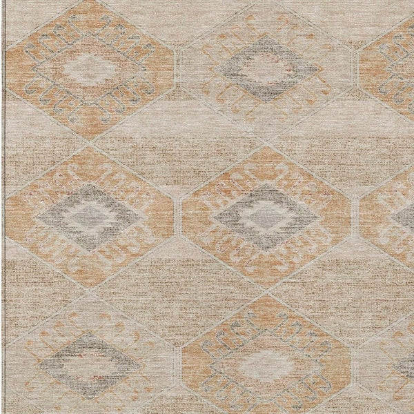 HomeRoots 5' Copper and Gray Aztec Washable Indoor Outdoor Area Rug - Durable, Stylish, and Easy to Clean 9' X 12' 623022