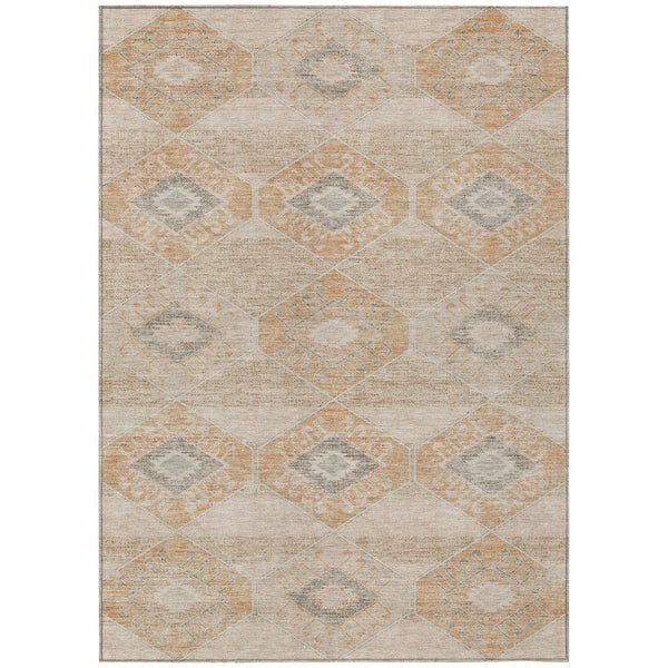 HomeRoots 5' Copper and Gray Aztec Washable Indoor Outdoor Area Rug - Durable, Stylish, and Easy to Clean 9' X 12' 623022