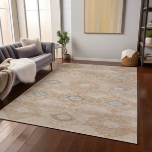 HomeRoots 5' Copper and Gray Aztec Washable Indoor Outdoor Area Rug - Durable, Stylish, and Easy to Clean 9' X 12' 623022