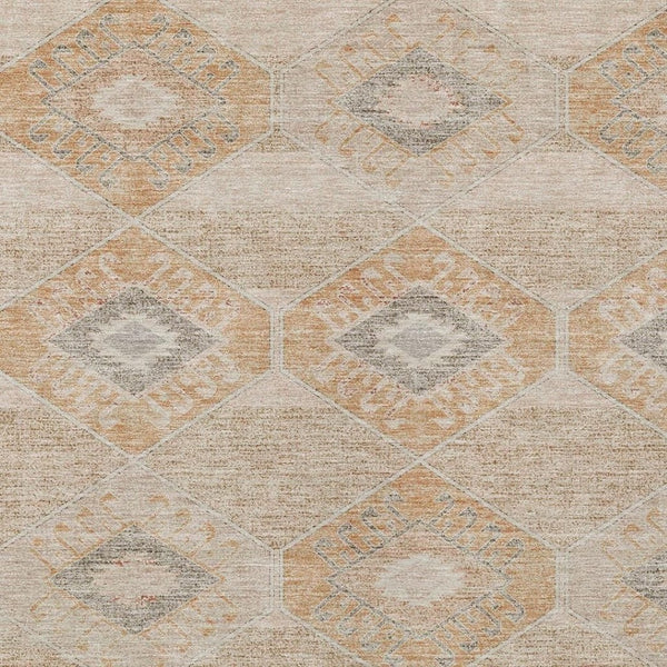 HomeRoots 5' Copper and Gray Aztec Washable Indoor Outdoor Area Rug - Durable, Stylish, and Easy to Clean 10' X 14' 623023