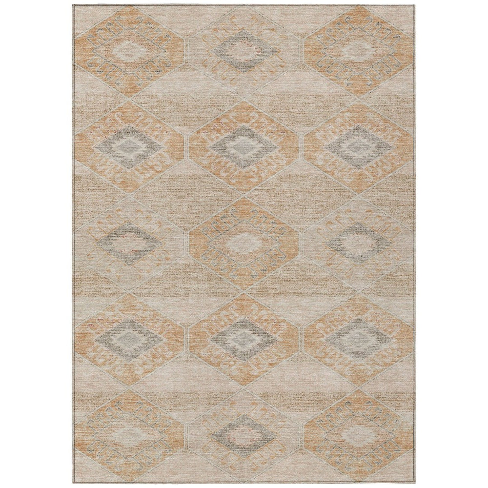 HomeRoots 5' Copper and Gray Aztec Washable Indoor Outdoor Area Rug - Durable, Stylish, and Easy to Clean 10' X 14' 623023