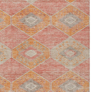 HomeRoots 5' Coral and Gray Aztec Washable Area Rug - Durable, Stylish, and Easy-Care for Indoor & Outdoor Use 5' X 8' 623025