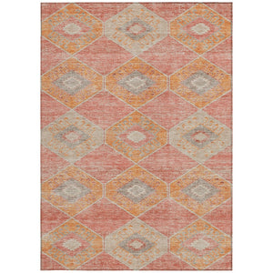 HomeRoots 5' Coral and Gray Aztec Washable Area Rug - Durable, Stylish, and Easy-Care for Indoor & Outdoor Use 8' X 10' 623027