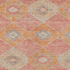 HomeRoots 5' Coral and Gray Aztec Washable Area Rug - Durable, Stylish, and Easy-Care for Indoor & Outdoor Use 9' X 12' 623028