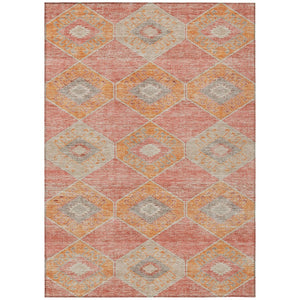 HomeRoots 5' Coral and Gray Aztec Washable Area Rug - Durable, Stylish, and Easy-Care for Indoor & Outdoor Use 10' X 14' 623029