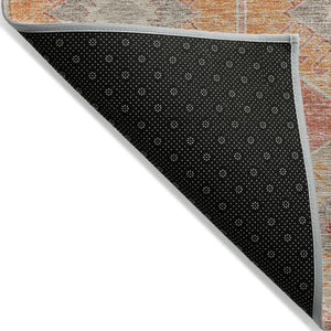 HomeRoots 5' Coral and Gray Aztec Washable Area Rug - Durable, Stylish, and Easy-Care for Indoor & Outdoor Use 10' X 14' 623029