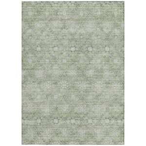 HomeRoots 5' Refresh Your Space with Artichoke Green & Gray Floral Washable Area Rug for Indoor & Outdoor Use 5' X 8' 623049
