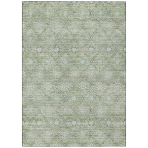 HomeRoots 5' Refresh Your Space with Artichoke Green & Gray Floral Washable Area Rug for Indoor & Outdoor Use 5' X 8' 623049