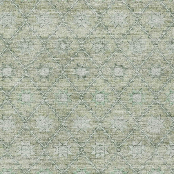 HomeRoots 5' Refresh Your Space with Artichoke Green & Gray Floral Washable Area Rug for Indoor & Outdoor Use 5' X 8' 623049