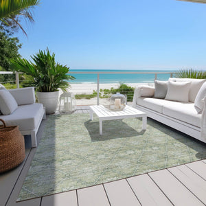 HomeRoots 5' Refresh Your Space with Artichoke Green & Gray Floral Washable Area Rug for Indoor & Outdoor Use 5' X 8' 623049
