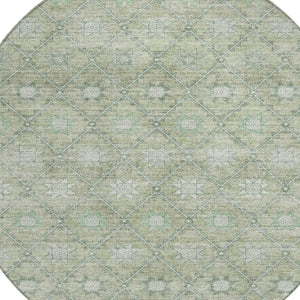 HomeRoots 5' Refresh Your Space with Artichoke Green & Gray Floral Washable Area Rug for Indoor & Outdoor Use 8' Round 623050