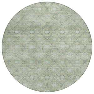 HomeRoots 5' Refresh Your Space with Artichoke Green & Gray Floral Washable Area Rug for Indoor & Outdoor Use 8' Round 623050