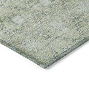 HomeRoots 5' Refresh Your Space with Artichoke Green & Gray Floral Washable Area Rug for Indoor & Outdoor Use 8' Round 623050