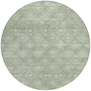 HomeRoots 5' Refresh Your Space with Artichoke Green & Gray Floral Washable Area Rug for Indoor & Outdoor Use 8' Round 623050