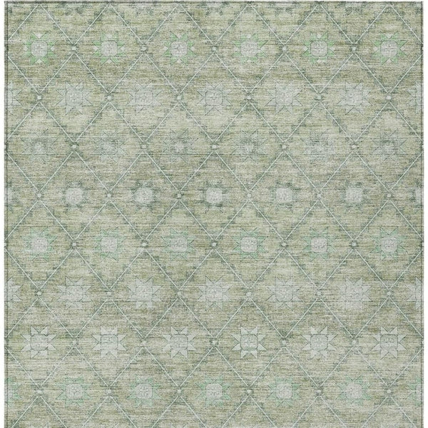 HomeRoots 5' Refresh Your Space with Artichoke Green & Gray Floral Washable Area Rug for Indoor & Outdoor Use 9' X 12' 623052
