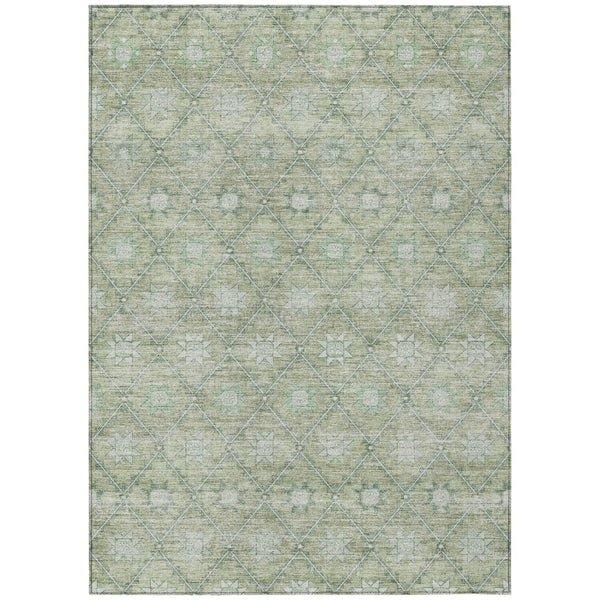 HomeRoots 5' Refresh Your Space with Artichoke Green & Gray Floral Washable Area Rug for Indoor & Outdoor Use 10' X 14' 623053