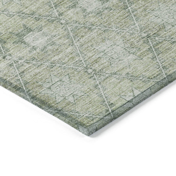 HomeRoots 5' Refresh Your Space with Artichoke Green & Gray Floral Washable Area Rug for Indoor & Outdoor Use 10' X 14' 623053