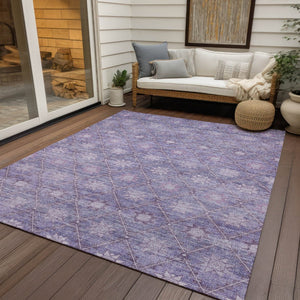 HomeRoots 5' Floral Washable Indoor Outdoor Area Rug in Purple and Ivory – Durable, Stylish, Easy-Care Design 5' X 8' 623061