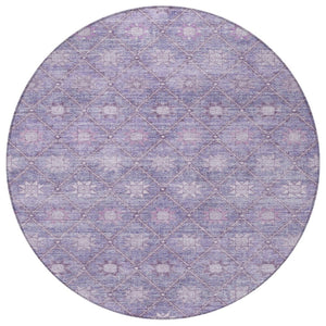 HomeRoots 5' Floral Washable Indoor Outdoor Area Rug in Purple and Ivory – Durable, Stylish, Easy-Care Design 8' Round 623062