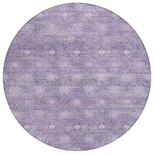 HomeRoots 5' Floral Washable Indoor Outdoor Area Rug in Purple and Ivory – Durable, Stylish, Easy-Care Design 8' Round 623062