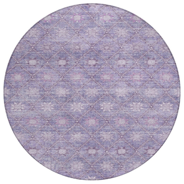 HomeRoots 5' Floral Washable Indoor Outdoor Area Rug in Purple and Ivory – Durable, Stylish, Easy-Care Design 8' Round 623062