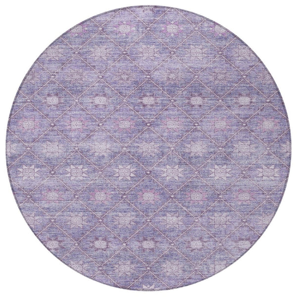 HomeRoots 5' Floral Washable Indoor Outdoor Area Rug in Purple and Ivory – Durable, Stylish, Easy-Care Design 8' Round 623062