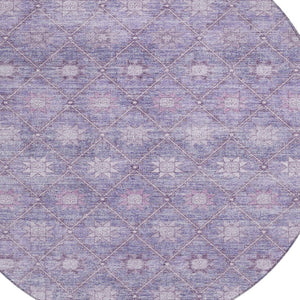 HomeRoots 5' Floral Washable Indoor Outdoor Area Rug in Purple and Ivory – Durable, Stylish, Easy-Care Design 8' Round 623062
