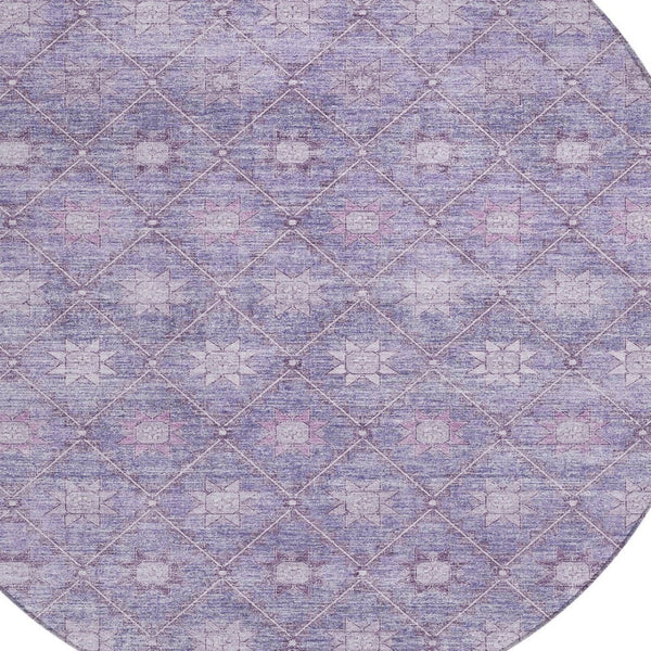 HomeRoots 5' Floral Washable Indoor Outdoor Area Rug in Purple and Ivory – Durable, Stylish, Easy-Care Design 8' Round 623062