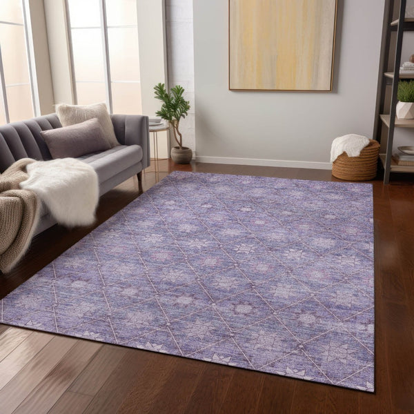 HomeRoots 5' Floral Washable Indoor Outdoor Area Rug in Purple and Ivory – Durable, Stylish, Easy-Care Design 8' X 10' 623063