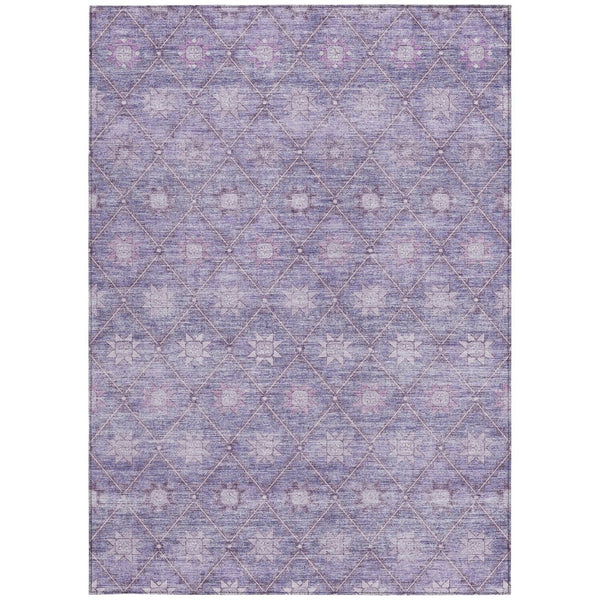 HomeRoots 5' Floral Washable Indoor Outdoor Area Rug in Purple and Ivory – Durable, Stylish, Easy-Care Design 9' X 12' 623064