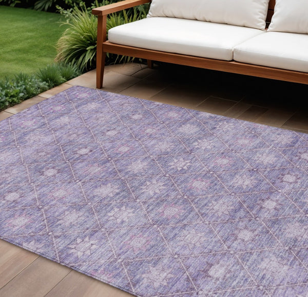 HomeRoots 5' Floral Washable Indoor Outdoor Area Rug in Purple and Ivory – Durable, Stylish, Easy-Care Design 9' X 12' 623064