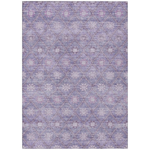 HomeRoots 5' Floral Washable Indoor Outdoor Area Rug in Purple and Ivory – Durable, Stylish, Easy-Care Design 9' X 12' 623064