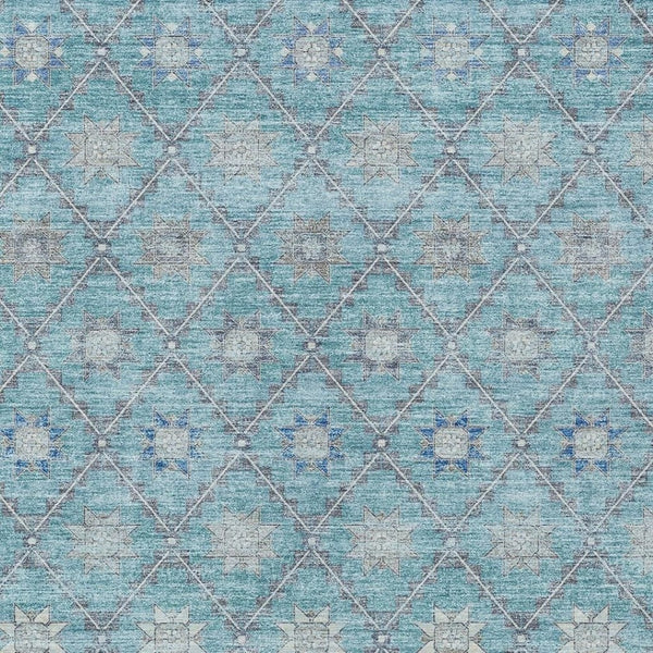 HomeRoots 5' Stunning Teal Blue and Gray Floral Indoor-Outdoor Area Rug for Timeless Style and Durability 5' X 8' 623067