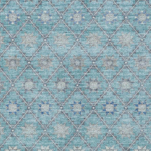 HomeRoots 5' Stunning Teal Blue and Gray Floral Indoor-Outdoor Area Rug for Timeless Style and Durability 9' X 12' 623070