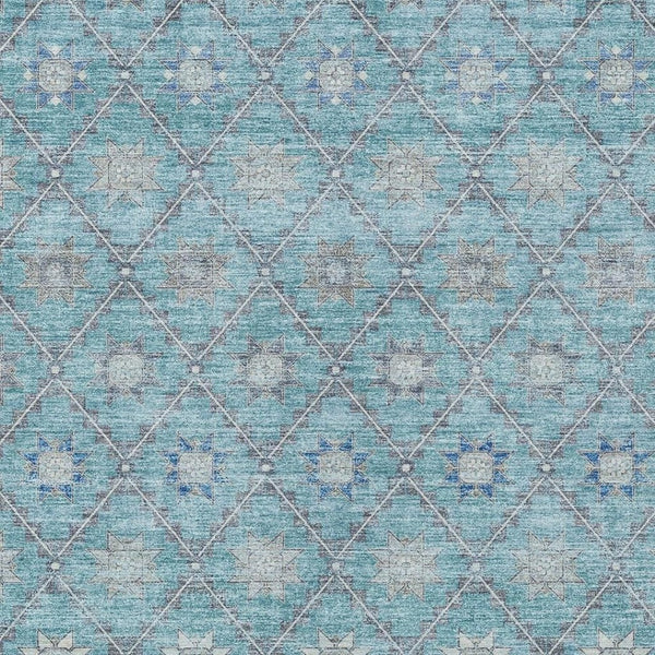HomeRoots 5' Stunning Teal Blue and Gray Floral Indoor-Outdoor Area Rug for Timeless Style and Durability 9' X 12' 623070