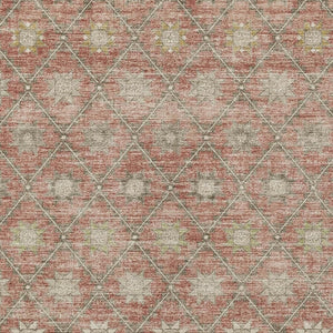 HomeRoots 5' Terra Cotta and Beige Floral Area Rug - Stylish, Washable, Durable for Indoor and Outdoor Spaces 5' X 8' 623073