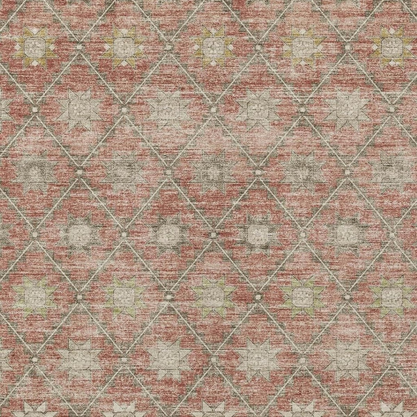 HomeRoots 5' Terra Cotta and Beige Floral Area Rug - Stylish, Washable, Durable for Indoor and Outdoor Spaces 5' X 8' 623073