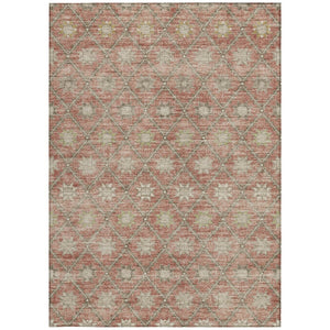 HomeRoots 5' Terra Cotta and Beige Floral Area Rug - Stylish, Washable, Durable for Indoor and Outdoor Spaces 8' X 10' 623075