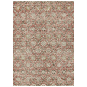 HomeRoots 5' Terra Cotta and Beige Floral Area Rug - Stylish, Washable, Durable for Indoor and Outdoor Spaces 8' X 10' 623075
