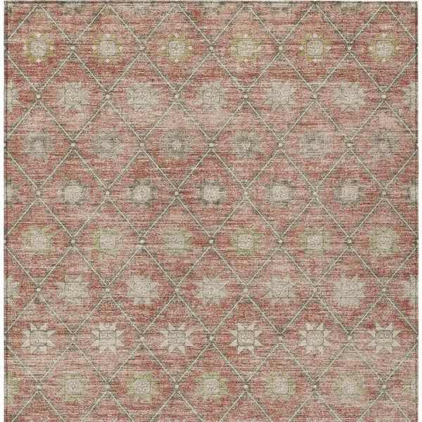 HomeRoots 5' Terra Cotta and Beige Floral Area Rug - Stylish, Washable, Durable for Indoor and Outdoor Spaces 9' X 12' 623076