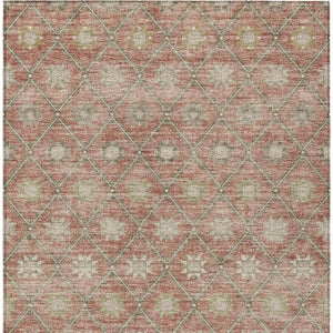 HomeRoots 5' Terra Cotta and Beige Floral Area Rug - Stylish, Washable, Durable for Indoor and Outdoor Spaces 10' X 14' 623077
