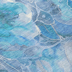 HomeRoots 5' Blue and Gray Floral Area Rug - Durable, Washable Indoor/Outdoor Design for Timeless Elegance 8' X 10' 623081