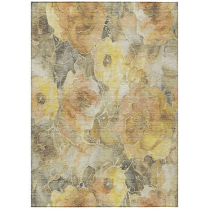 HomeRoots 5' Elegant Gold and Gray Floral Area Rug - Durable, Washable Design for Indoor and Outdoor Spaces 8' X 10' 623087
